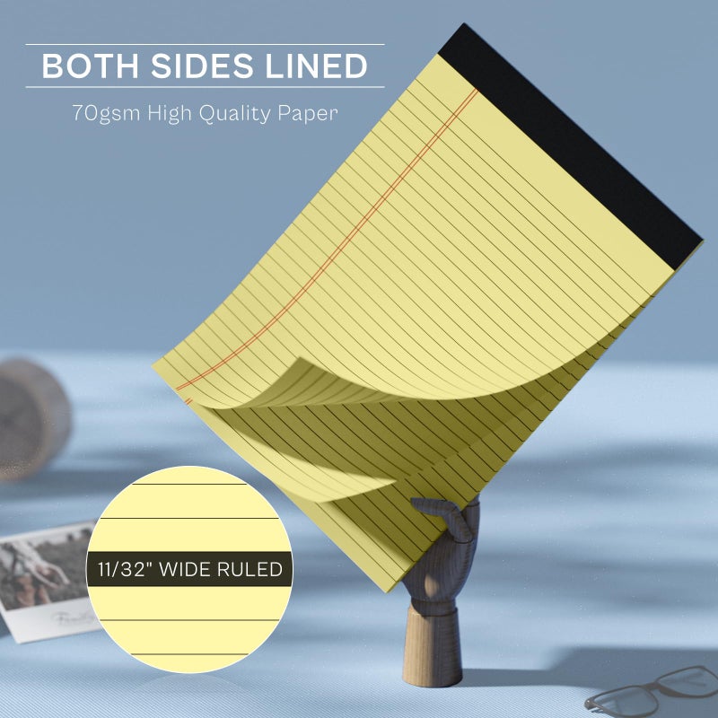 PINJINGPRO 10 Pack Yellow Legal Pads 8.5x11"" 28 Lines Wide Ruled Double-Sided Printing Yellow Notepads 30 Sheets/60 Pages Letter Size Writing Pads 70gsm Recycled Paper Legal Ruled Universal Writing Pad - Image 5